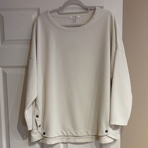 Cable & Gauge Cream Sweater with Button Accents